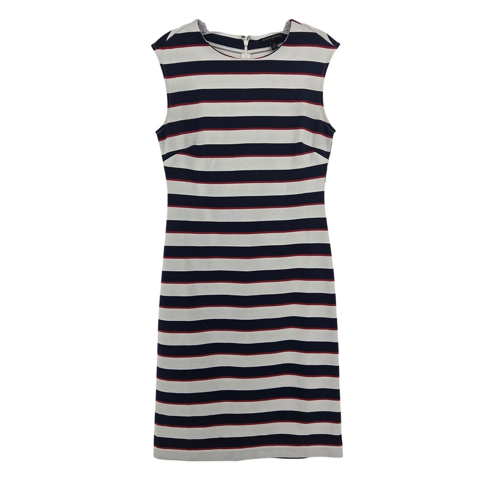 Banana Republic Striped Sheath Dress 4 Blue White Red Nautical Preppy Summer
